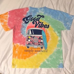 Simply Southern Collection Good Vibes Graphic Tie-dye tshirt size medium